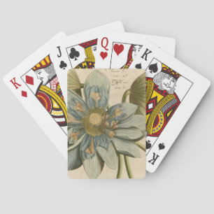 Blue Lotus Blume auf Tan Hintergrund mit Schreiben Spielkarten