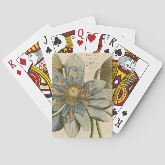 Blue Lotus Blume auf Tan Hintergrund mit Schreiben Spielkarten (Rückseite)