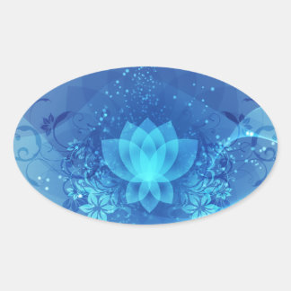 Blue Lotus Blume Ovaler Aufkleber