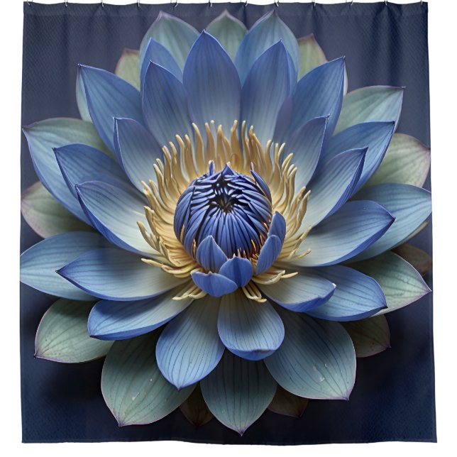 Blue Lotus Blume Spirituelle Kunst Duschvorhang (Vorderseite)
