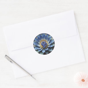 Blue Lotus Blume Spirituelle Zen Art Runder Aufkleber