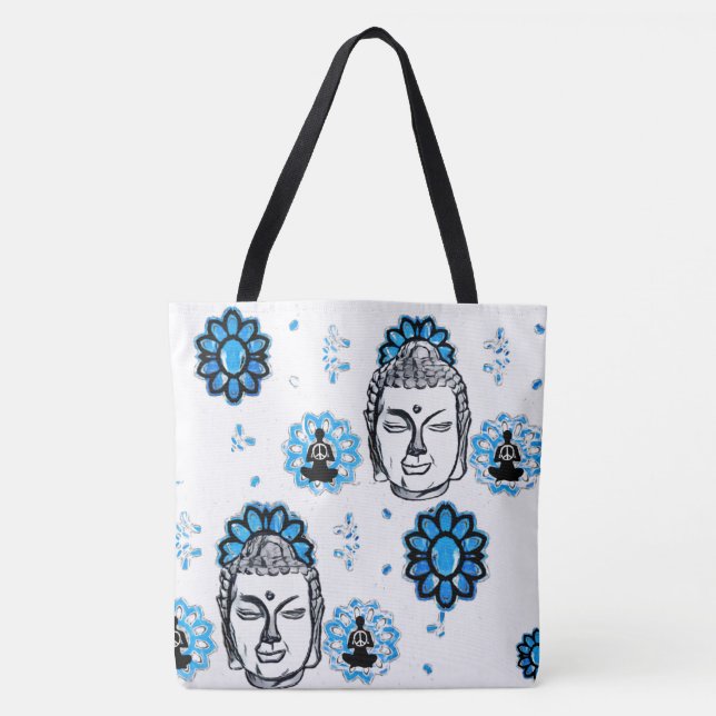 Blue Lotus Buddha Totasche Tasche (Vorderseite)