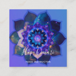 Blue Lotus Mandala Quadratische Visitenkarte
