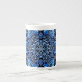 Blue Lotus Mirror Mandala Kunst, China Knochen Tas Prozellantasse