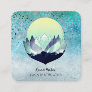 Blue Lotus Moon Meditation Yoga Holistisches Meer Quadratische Visitenkarte