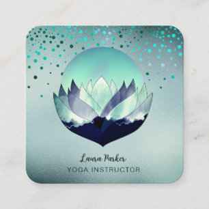 Blue Lotus Moon Meditation Yoga Holistisches Meer Quadratische Visitenkarte