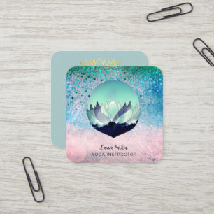 Blue Lotus Moon Meditation Yoga Holistisches Meer Quadratische Visitenkarte