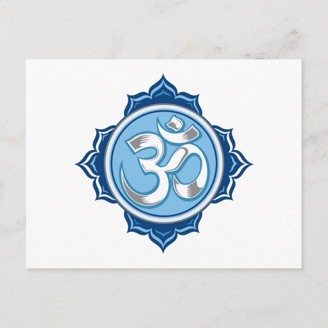 Blue Lotus Om Postkarte (Vorderseite)