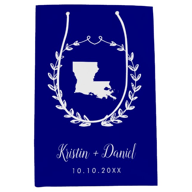 Blue Louisiana Karte Hochzeit Begrüßung Swag Mittlere Geschenktüte (Vorderseite)
