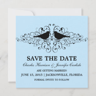 Blue Love Bird Wirbel Save the Date einladen Einladung