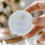 Blue Love in Bloom Bridal Shower Thank You Runder Aufkleber<br><div class="desc">Soft blue florals and a delicate bow frame this Love in Bloom bridal shower thank you sticker,  perfect for sealing envelopes or dressing up favor bags. Designed to coordinate beautifully with the matching invitation and celebration pieces in this collection.</div>