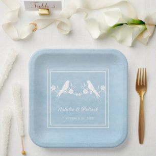 Blue Lovebirds Blumenzwiebelpapier-Teller Pappteller