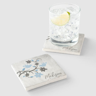 Blue Lovebirds Personalisiert Stone Untersetzer