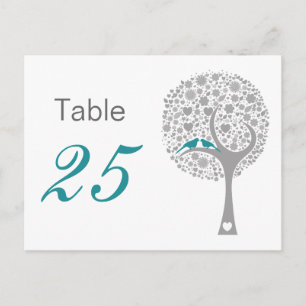 Blue Lovebirds Whimsical Mariages numéros de table