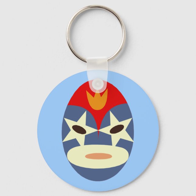 Blue Lucha Libre Mask Schlüsselanhänger (Vorderseite)