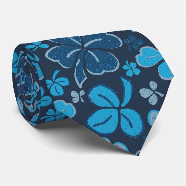 Blue Lucky Kleeblatts Clover St Patrick`s Day Krawatte (Gerollt)