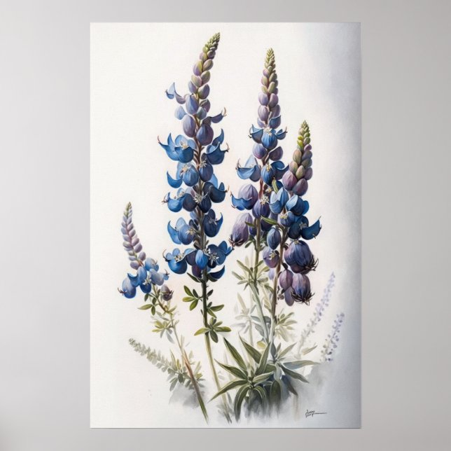 Blue Lupine Blume Art Print Poster (Vorne)