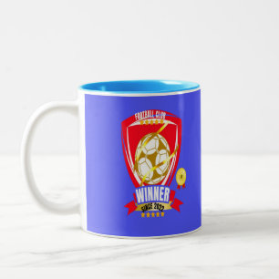 Blue Luxe Cup & Golden Medaille für Fußballsieger Zweifarbige Tasse