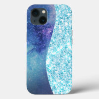 Blue Luxury Moderne Gradientengalaxie Glitzer Star