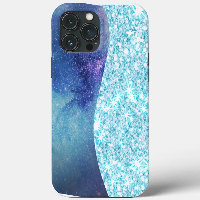 Blue Luxury Moderne Gradientengalaxie Glitzer Star Case-Mate iPhone Hülle (Rückseite)