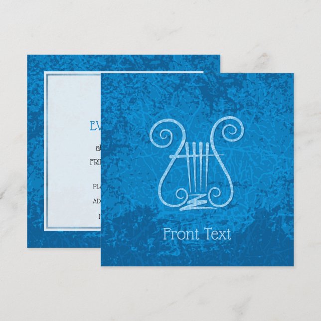 Blue Lyre Hintergrund Einladung (Vorne/Hinten)