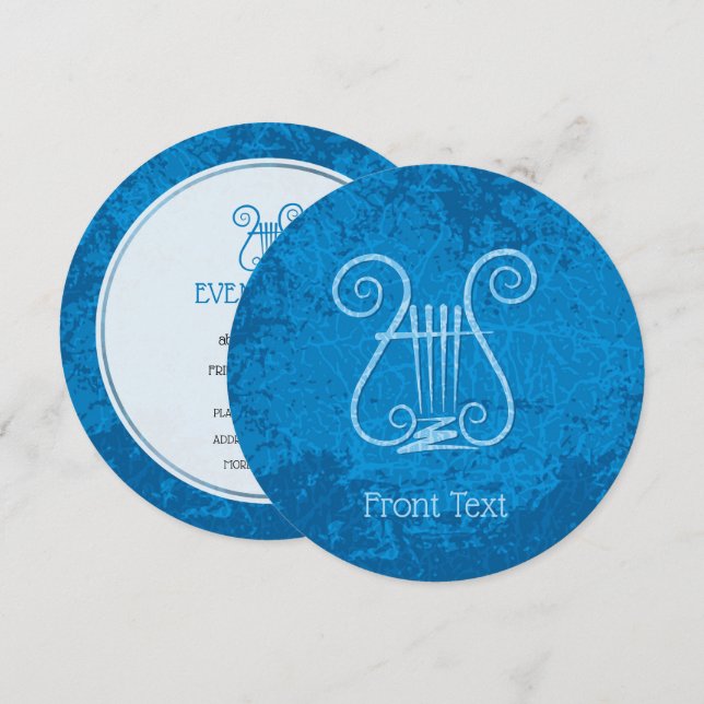 Blue Lyre Hintergrund Einladung (Vorne/Hinten)