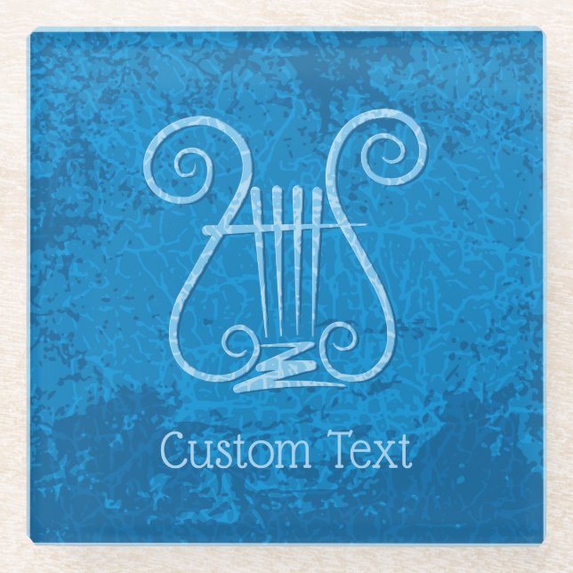 Blue Lyre Hintergrund Glasuntersetzer (Vorderseite)