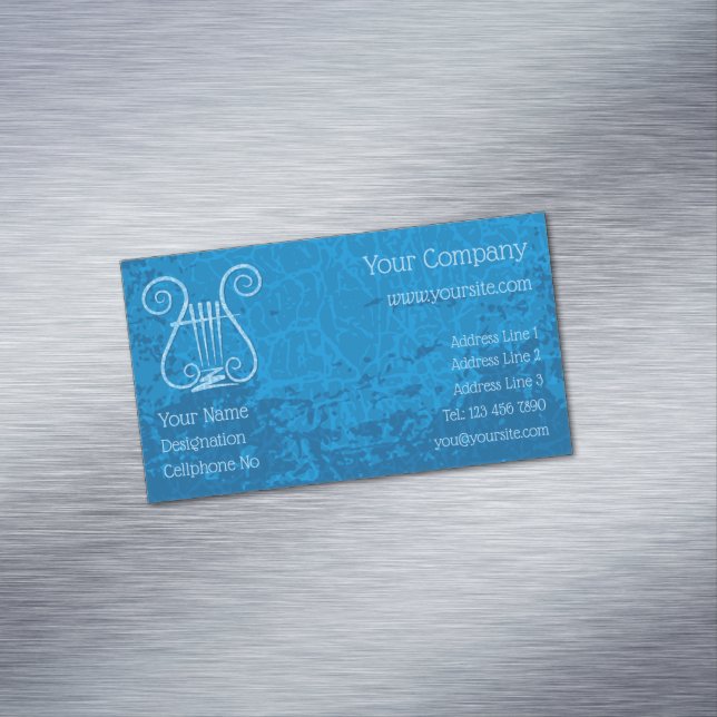 Blue Lyre Hintergrund Magnetische Visitenkarte (Beispiel)