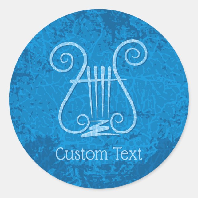 Blue Lyre Hintergrund Runder Aufkleber (Vorderseite)