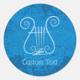 Blue Lyre Hintergrund Runder Aufkleber