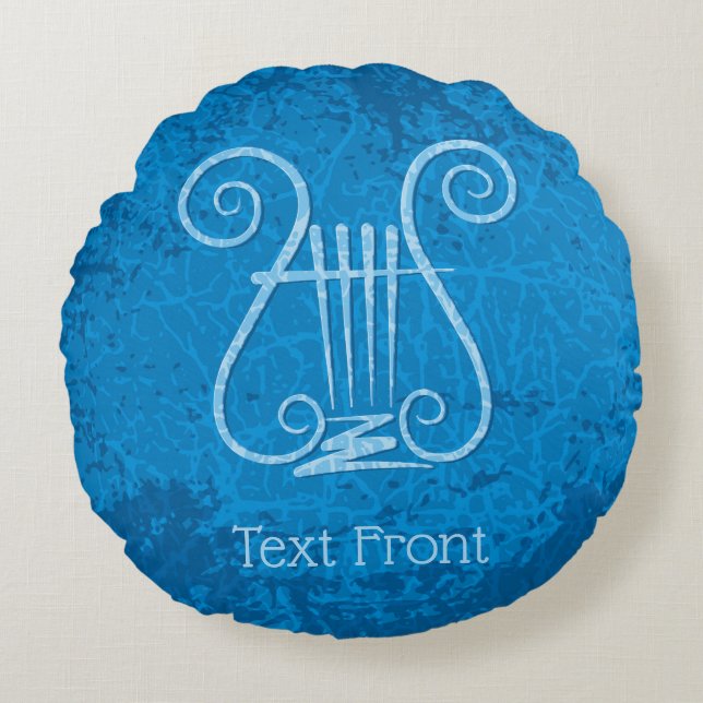 Blue Lyre Hintergrund Rundes Kissen (Vorderseite)