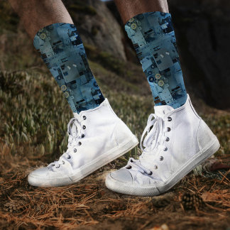 Blue Machinery Mechanical Robotic Funny Cool Geeky Socken