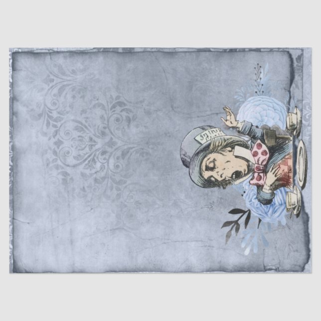 Blue Mad Hatter Alice im Wunderland Decoupage Seidenpapier (Vorderseite)