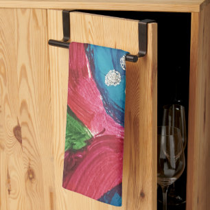 Blue Magenta Abstrakt Print Kitchen Handtücher
