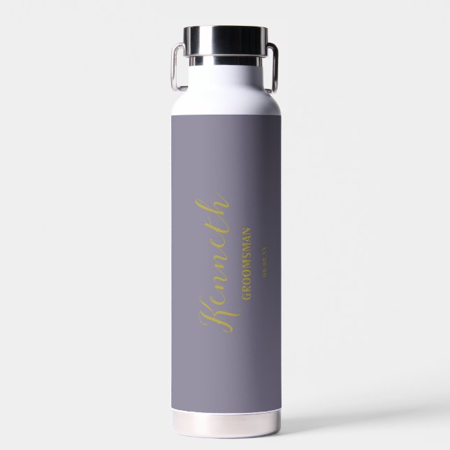 Blue Magenta Brass Modern Monogram Bachelor Trinkflasche (Vorne)