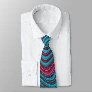 Blue & Magenta Wavy Marbling Agate Abstraction Krawatte