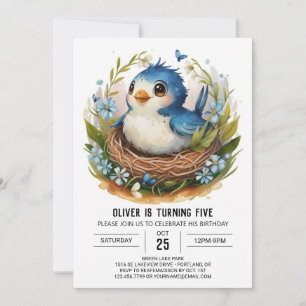 Blue Magic Boho Bird Birthday Einladung