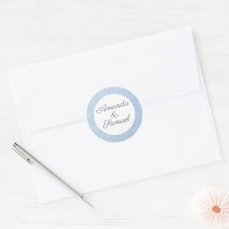 Blue Magnolia Wedding Runder Aufkleber