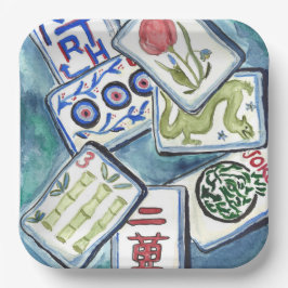 Blue Mahjong Tiles Pappteller