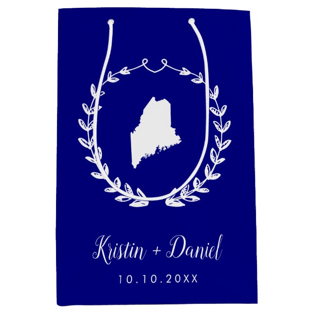 Blue-Maine-Karte Hochzeit Begrüßung Swag Mittlere Geschenktüte (Vorderseite)