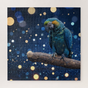Blue Majestät: The Blue Macaw on Dreamy Blue Bokeh