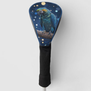 Blue Majestät: The Blue Macaw on Dreamy Blue Bokeh Golf Headcover
