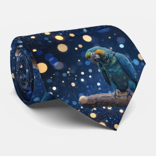 Blue Majestät: The Blue Macaw on Dreamy Blue Bokeh Krawatte