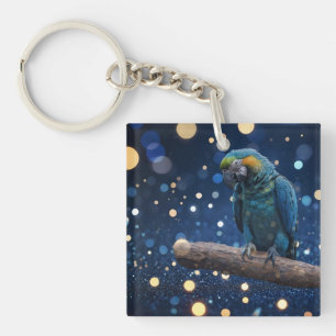 Blue Majestät: The Blue Macaw on Dreamy Blue Bokeh Schlüsselanhänger