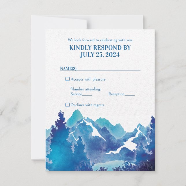Blue Majestic Mountain Watercolor Bar Mitzvah UAWG Einladung (Vorderseite)