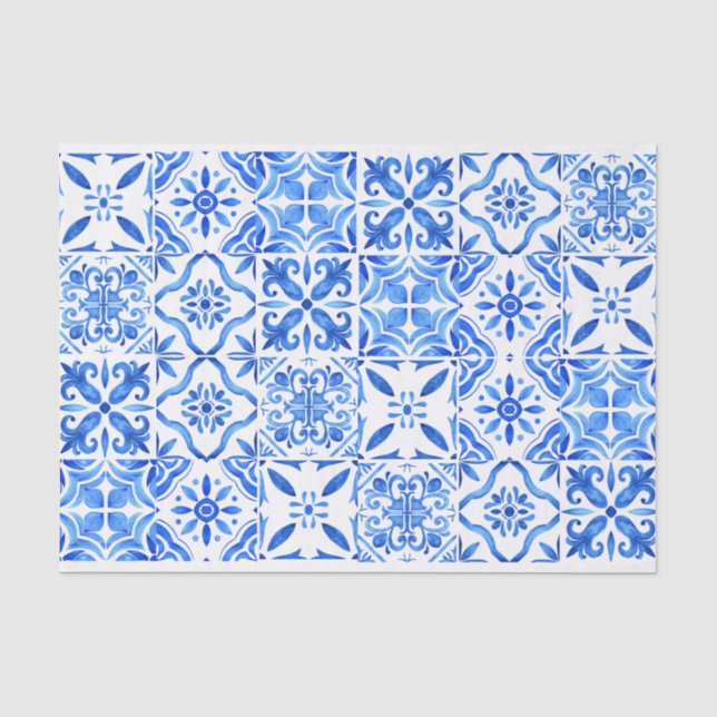 Blue Majolica Griechisch Blaues Fliesen Seidenpapier (Vorderseite)