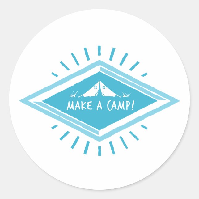 Blue Make a Camp, Great Adventure Runder Aufkleber (Vorderseite)