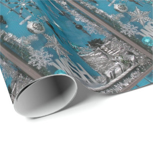 Blue Make Wish Holiday Geschenkpapier