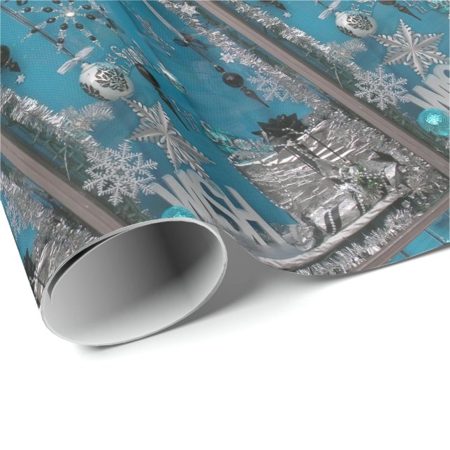 Blue Make Wish Holiday Geschenkpapier (Rolleneckpunkt)