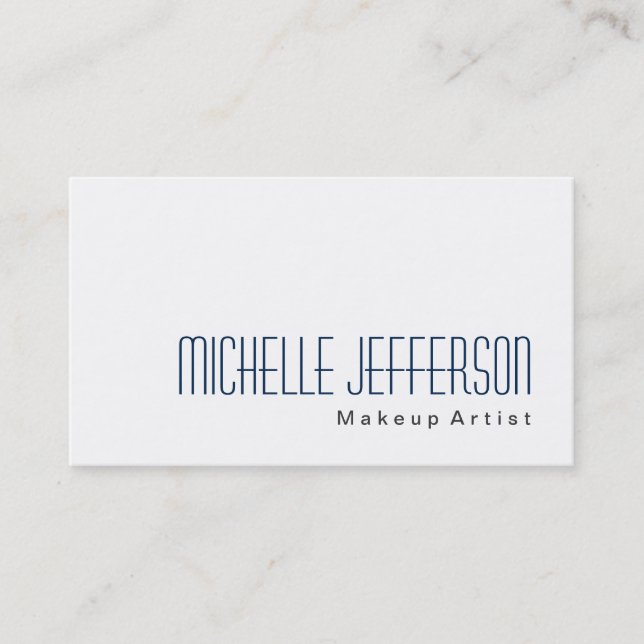 Blue Makeup Artist White Stylish Business Card Visitenkarte (Vorderseite)